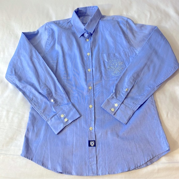 Barbour Tailored Shirt Blue L/S Button Front Nihilo Nisi Duro Large - Picture 7 of 10